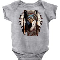 Ethnic Tribal Wolf Head Boho Feather Native American T Shirt Baby Bodysuit | Artistshot