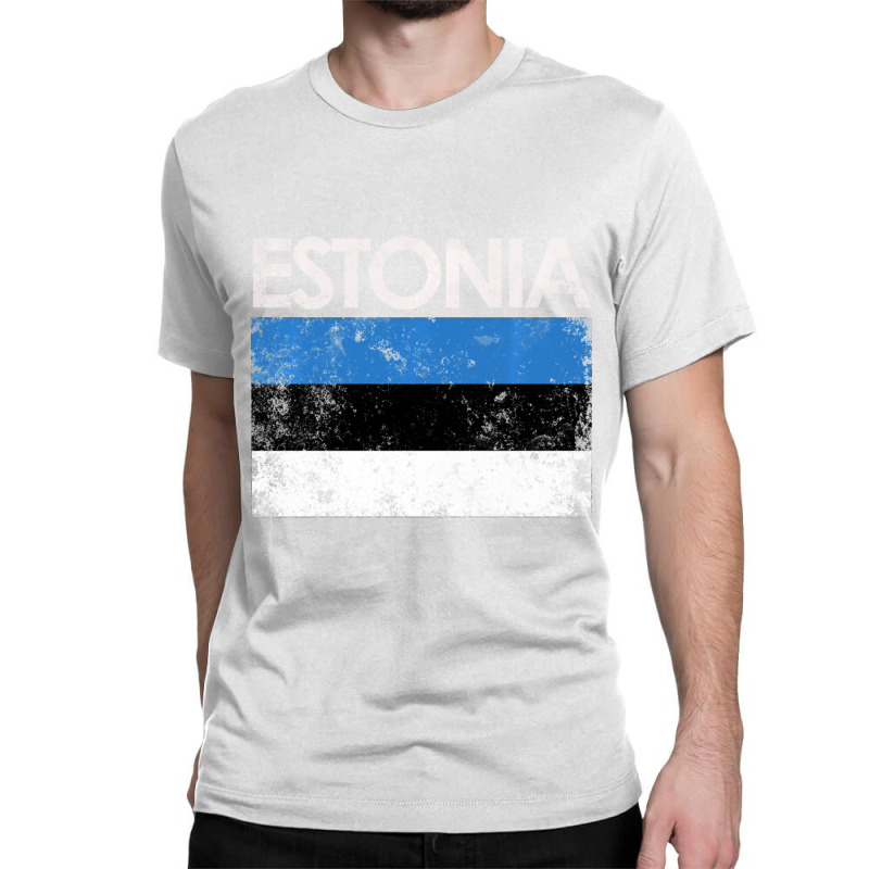 Vintage Estonia Estonian Flag Pride Gift Classic T-shirt | Artistshot