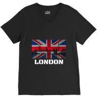 Souvenir London City Vintage Uk Flag British V-neck Tee | Artistshot