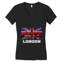 Souvenir London City Vintage Uk Flag British Women's V-neck T-shirt | Artistshot