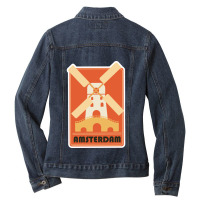 Retro Amsterdam Windmill Tourism Badge Ladies Denim Jacket | Artistshot