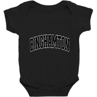 Binghamton Ny New York Varsity Style Green With Black Text Baby Bodysuit | Artistshot