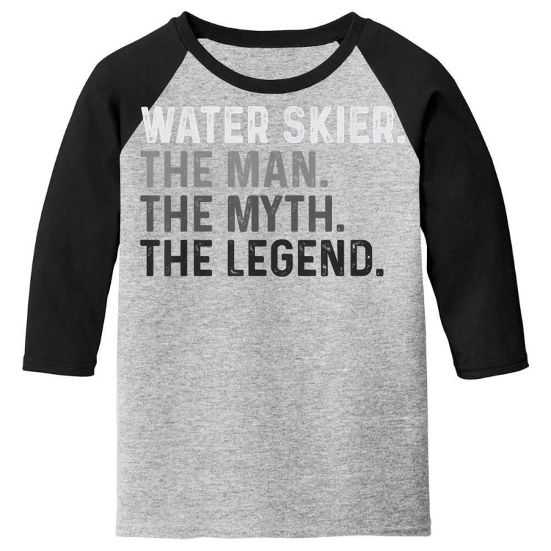 Mens Water Skier Skiing Man The Myth Legend Ski T Shirt Youth 3/4 Sleeve by alicakarste3vs | Artistshot