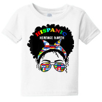 National Hispanic Heritage Month Latin Flags Messy Bun Latin T Shirt Baby Tee | Artistshot