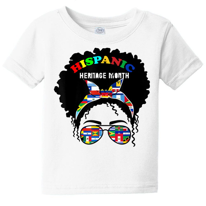 National Hispanic Heritage Month Latin Flags Messy Bun Latin T Shirt Baby Tee by marge3nstbo | Artistshot