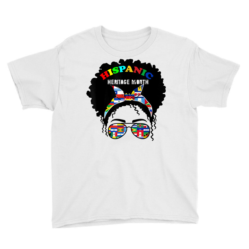 National Hispanic Heritage Month Latin Flags Messy Bun Latin T Shirt Youth Tee by marge3nstbo | Artistshot