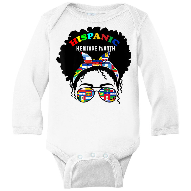 National Hispanic Heritage Month Latin Flags Messy Bun Latin T Shirt Long Sleeve Baby Bodysuit by marge3nstbo | Artistshot