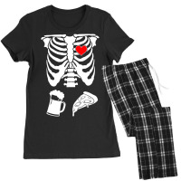 Mens Skeleton Maternity Pizza & Beer Black Women's Pajamas Set | Artistshot