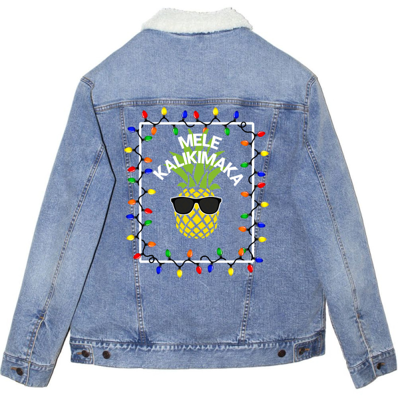 Mele Kalikimaka Pineapple Sunglasses   Christmas Light Unisex Sherpa-Lined Denim Jacket by Davidartist | Artistshot