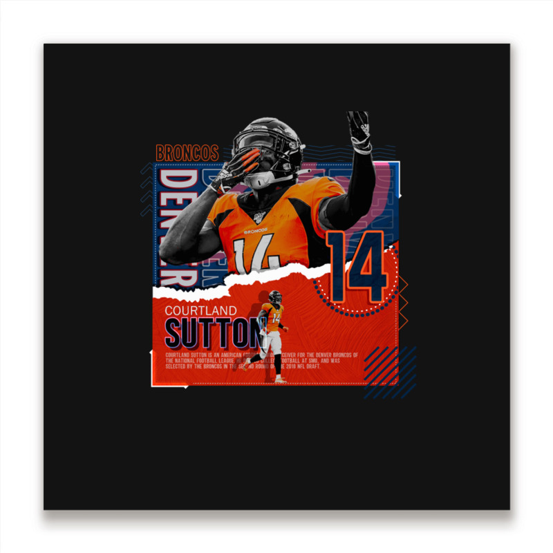 Courtland Sutton Football Paper Poster Broncos Metal Print Square | Artistshot