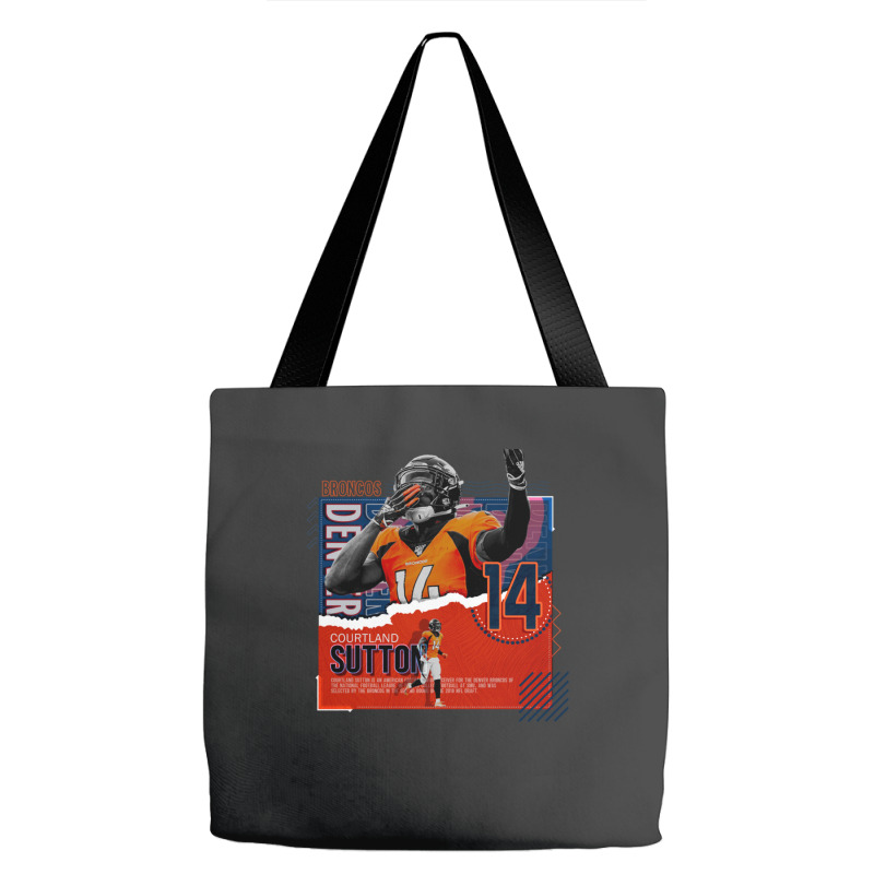 Courtland Sutton Football Paper Poster Broncos Tote Bags | Artistshot