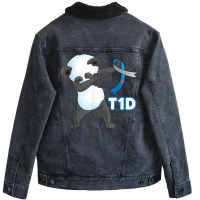 T1d Funny Cute Dabbing Panda Type 1 Diabetes Awareness T Shirt Unisex Sherpa-lined Denim Jacket | Artistshot