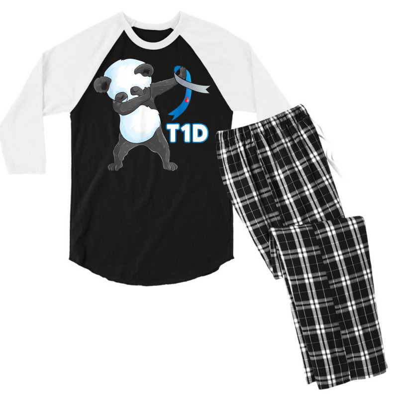 T1d Funny Cute Dabbing Panda Type 1 Diabetes Awareness T Shirt Men's 3/4 Sleeve Pajama Set | Artistshot