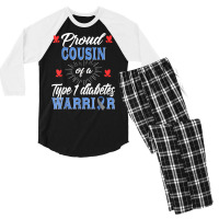 T1d Proud Cousin Diabetes Awareness Type 1 Insulin Pancreas T Shirt Men's 3/4 Sleeve Pajama Set | Artistshot