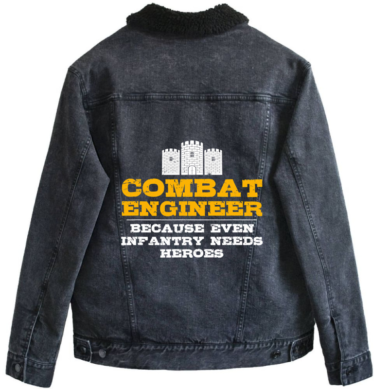 Combat Engineer  Engineer Gifts  Army Engineering Unisex Sherpa-Lined Denim Jacket by Aliceartist | Artistshot