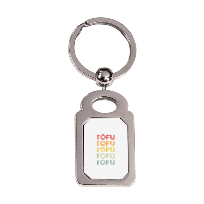 Tofu Foodie Vegetarian Retro Style World Vegan Day Tank Top Silver Rectangle Keychain | Artistshot