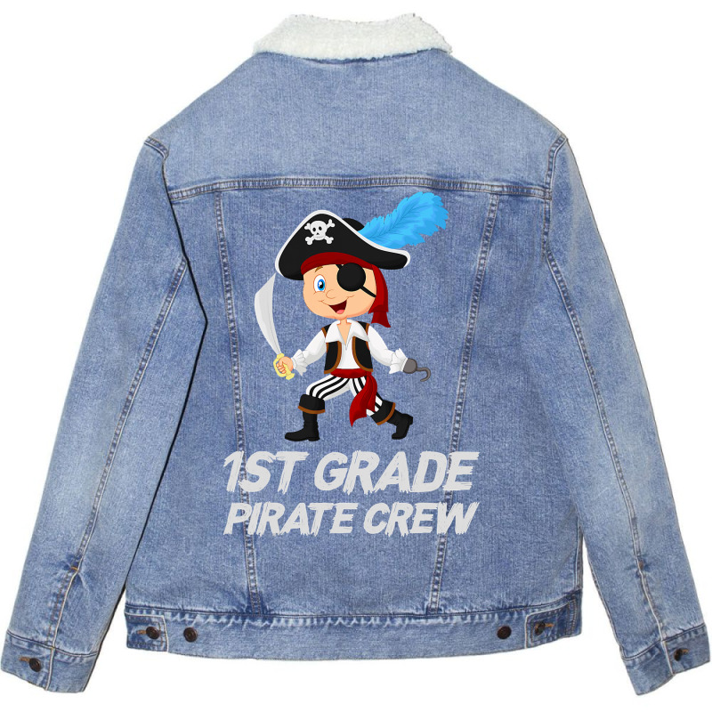 Funny Cute 1st Grade Pirate Halloween Unisex Sherpa-Lined Denim Jacket by ElizabethAtist | Artistshot