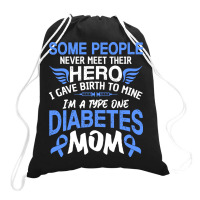 Type 1 Diabetes Mom Mother T1d Diabetic Awareness Women Pullover Hoodi Drawstring Bags | Artistshot