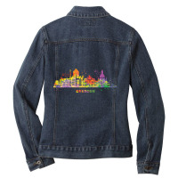 Dresden Skyline Colorful Dresdener Ladies Denim Jacket | Artistshot