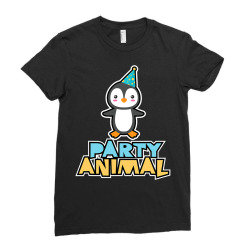 Party Animal Shirt Penguin Shirt Graphic Birthday T Shirt Ladies Fitted T-shirt Designed By Herscheldamek