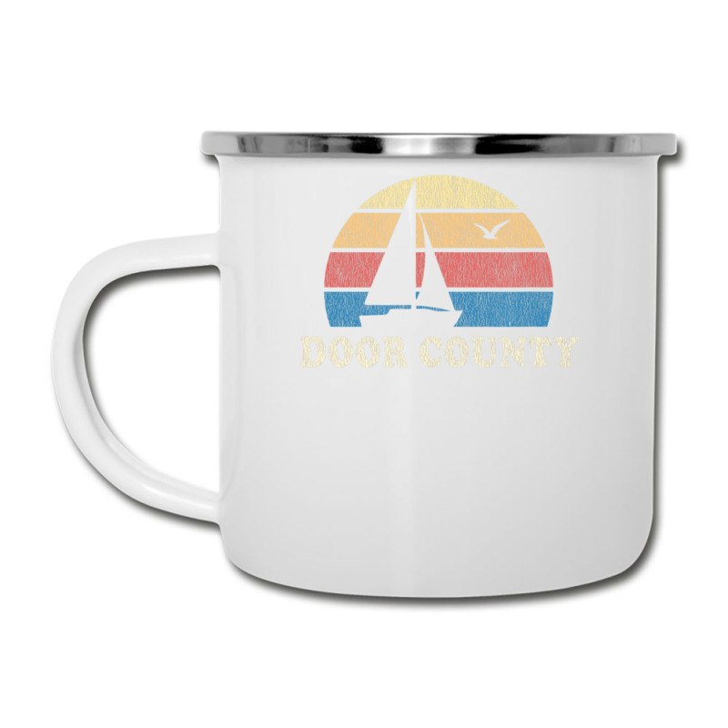 Door County Wi Vintage Sailboat 70s Throwback Sunset Camper Cup | Artistshot