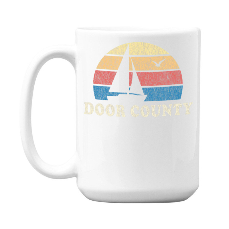 Door County Wi Vintage Sailboat 70s Throwback Sunset 15 Oz Coffee Mug | Artistshot