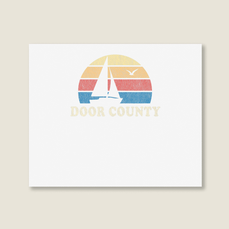 Door County Wi Vintage Sailboat 70s Throwback Sunset Landscape Canvas Print | Artistshot