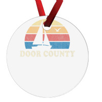 Door County Wi Vintage Sailboat 70s Throwback Sunset Ornament | Artistshot