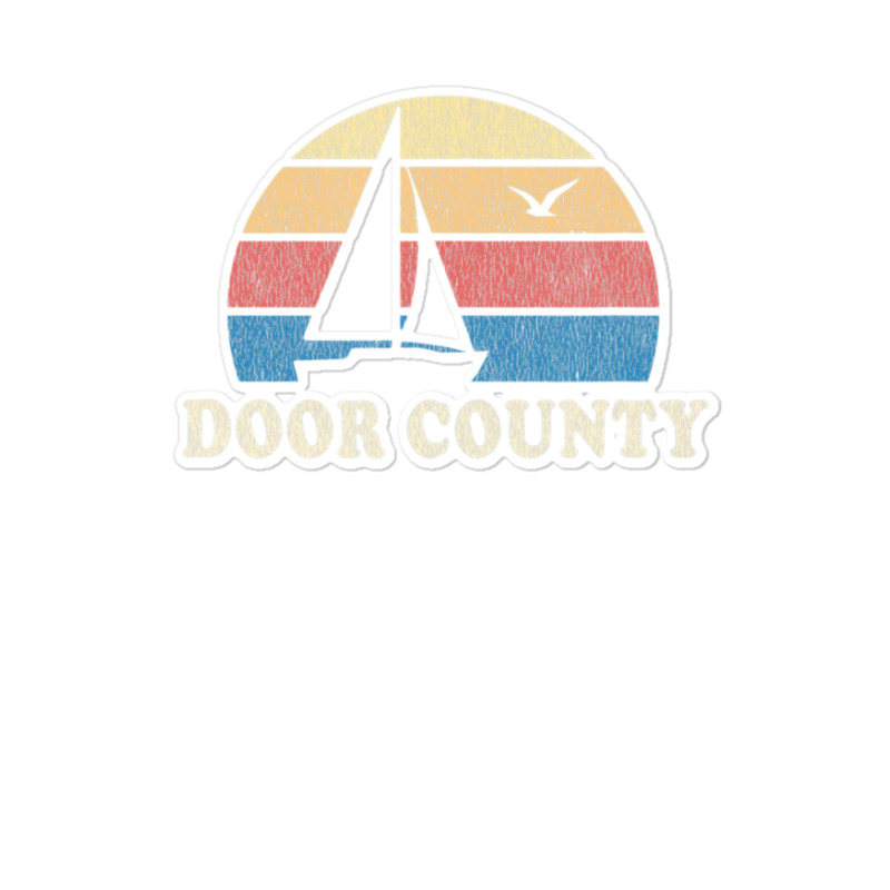 Door County Wi Vintage Sailboat 70s Throwback Sunset Sticker | Artistshot