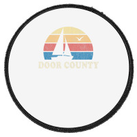 Door County Wi Vintage Sailboat 70s Throwback Sunset Round Patch | Artistshot