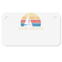 Door County Wi Vintage Sailboat 70s Throwback Sunset Motorcycle License Plate | Artistshot