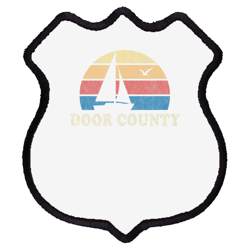 Door County Wi Vintage Sailboat 70s Throwback Sunset Shield Patch | Artistshot