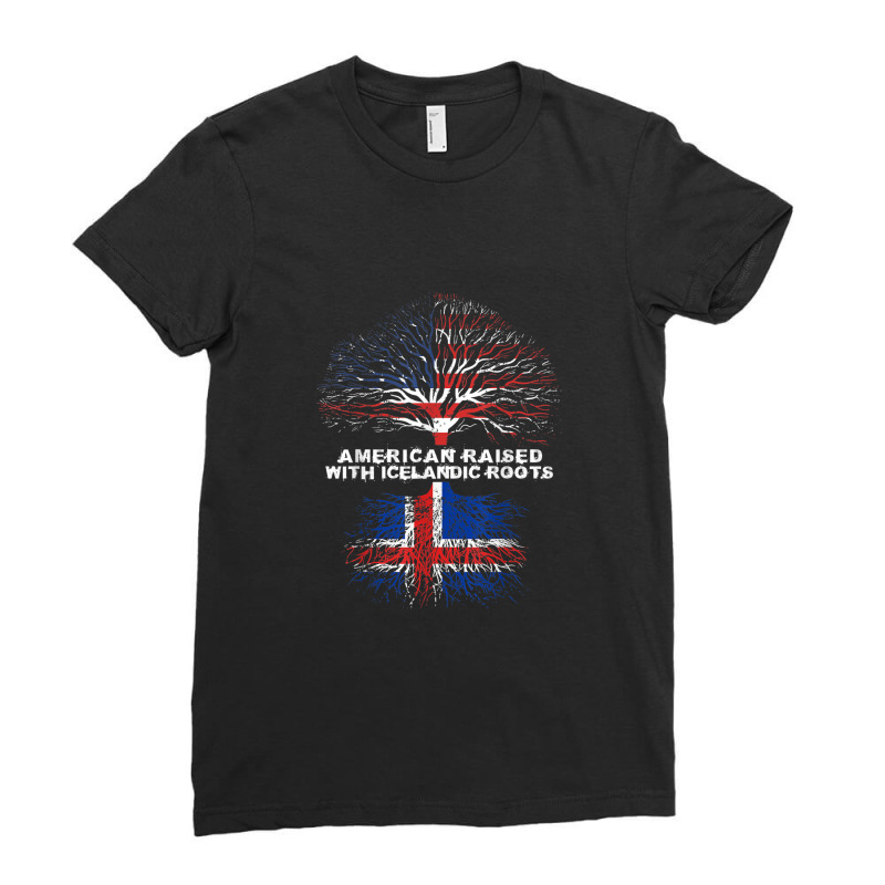 American Raised With Icelandic Roots Iceland Ladies Fitted T-Shirt by DennisTomScott | Artistshot