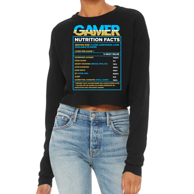 Controller Playing Video Games Gamer Nutrition Facts Gaming Cropped Sweater by Aliceartist | Artistshot