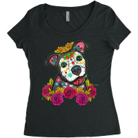 Calaveras De Azúcar Pitbull Dia De Los Muertos Perros Dog Women's Triblend Scoop T-shirt | Artistshot