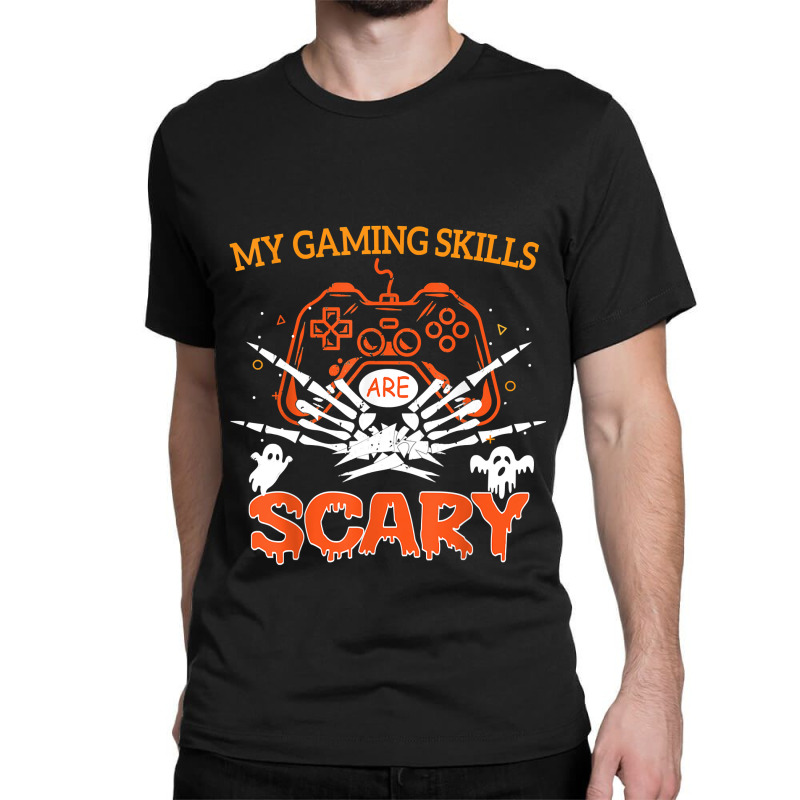 Funny Halloween Gaming Skills Gamer Girls Or Boys Skeleton Classic T-shirt by ElizabethAtist | Artistshot