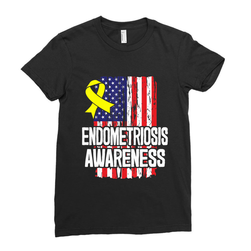 Endometriosis Awareness Gift Yellow Ribbon Ladies Fitted T-Shirt by LindsayAnnSkog | Artistshot