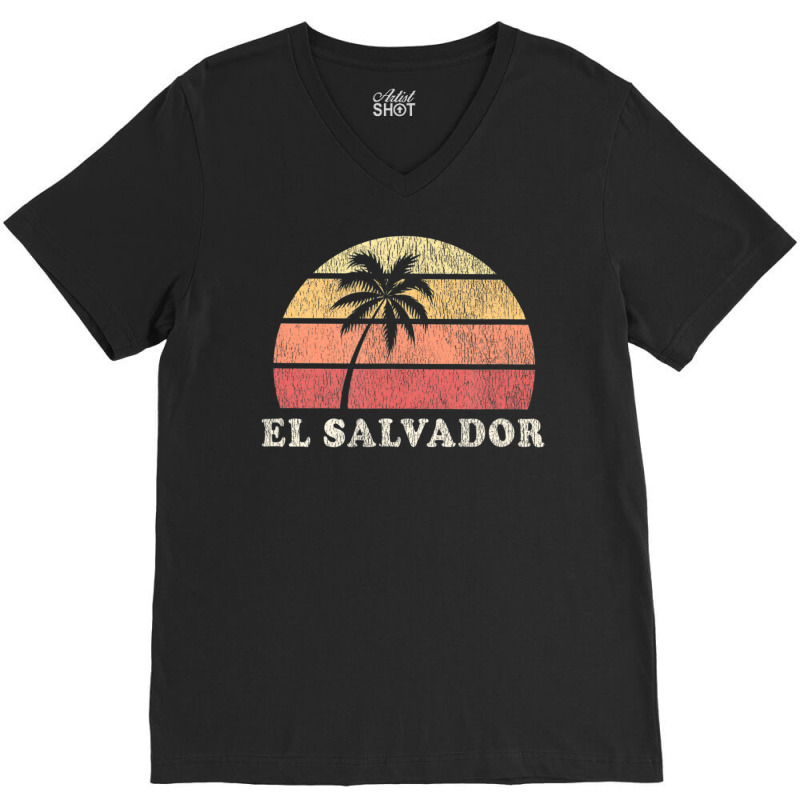 El Salvador Vintage 70s Retro Throwback V-Neck Tee by michaelyounger19 | Artistshot