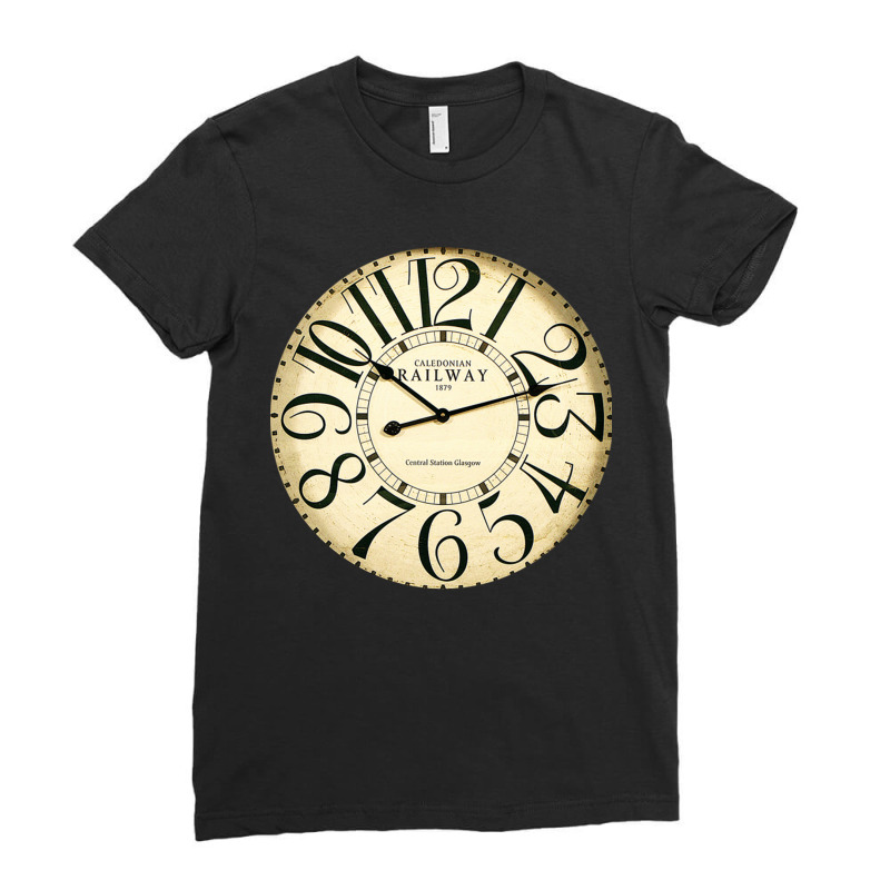 Caledonian Railway Central Station Glasgow Clock Ladies Fitted T-Shirt by ReenaKonicek | Artistshot