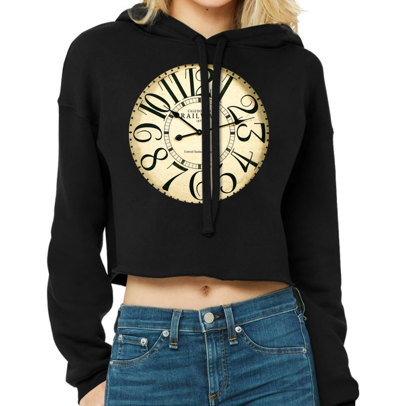 Caledonian Railway Central Station Glasgow Clock Cropped Hoodie by ReenaKonicek | Artistshot