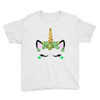 Cute Unicorn Face St Patricks Day Irish Shamrock Girls Kids Youth Tee | Artistshot