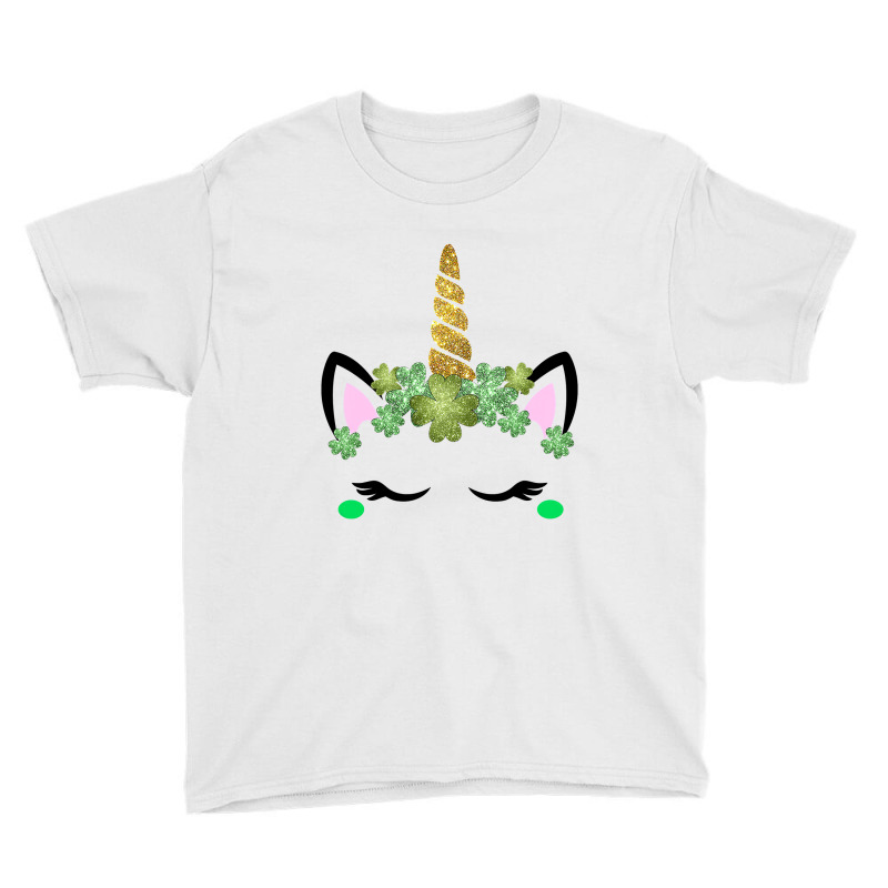 Cute Unicorn Face St Patricks Day Irish Shamrock Girls Kids Youth Tee by PeterArtist | Artistshot