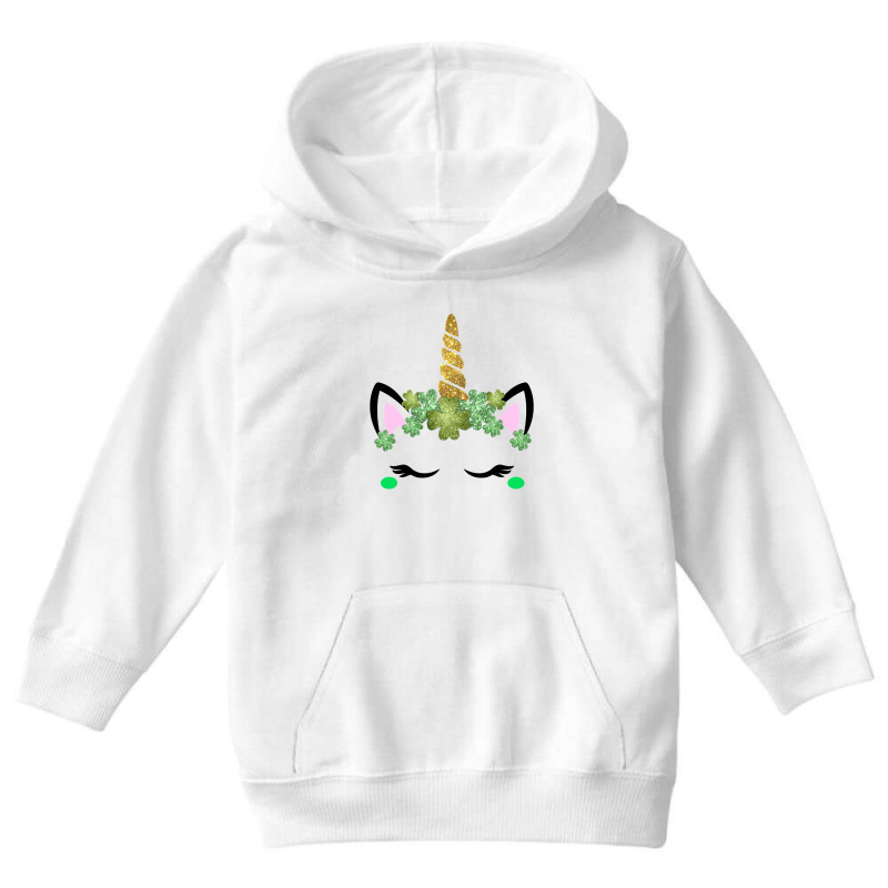 Cute Unicorn Face St Patricks Day Irish Shamrock Girls Kids Youth Hoodie by PeterArtist | Artistshot