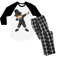 Dabbing Pilgrim Boy Happy Thanksgiving Day Gifts Kids Men Men's 3/4 Sleeve Pajama Set | Artistshot