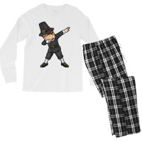 Dabbing Pilgrim Boy Happy Thanksgiving Day Gifts Kids Men Men's Long Sleeve Pajama Set | Artistshot