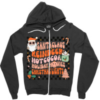 Retro Groovy Santa Claus Reindeer Christmas Cute Xmas Lights Zipper Hoodie | Artistshot