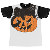 Black Cat On Pumpkin Gift For Cat Lover Halloween Graphic T-shirt | Artistshot