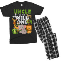 Uncle Of The Wild One Zoo Birthday Safari Jungle Animal Men's T-shirt Pajama Set | Artistshot