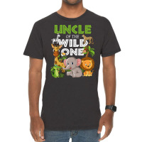 Uncle Of The Wild One Zoo Birthday Safari Jungle Animal Vintage T-shirt | Artistshot