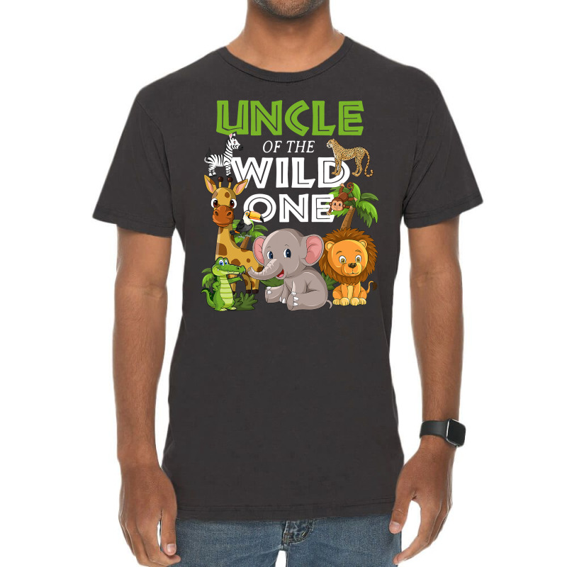 Uncle Of The Wild One Zoo Birthday Safari Jungle Animal Vintage T-Shirt by AlejandroArtist | Artistshot